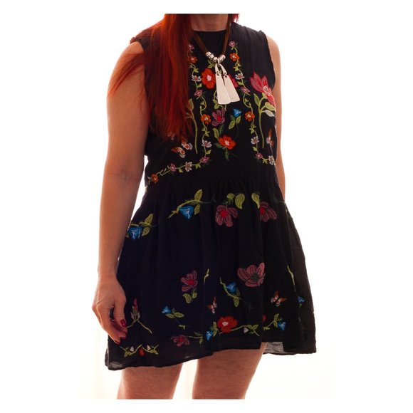 SOLD!  ZARA Woman Embroidered Mini Slip Dress - Picture 3 of 6